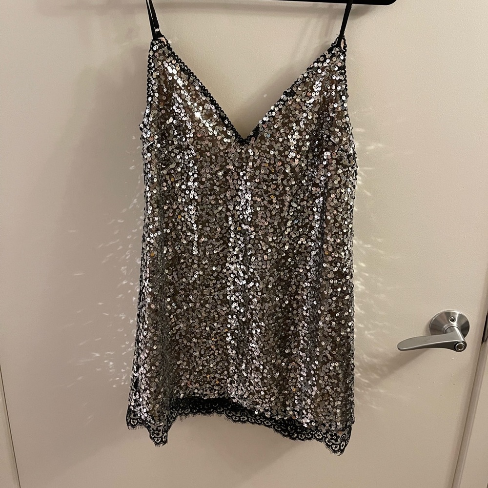 HOURS silver sequin dress